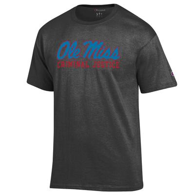 CLEARANCE CRIMINAL JUSTICE SCRIPT OLE MISS SS BASIC TEE GRANITE_HEATHER