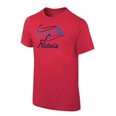 NIKE OLE MISS REBELS CORE COTTON SS YOUTH TEE