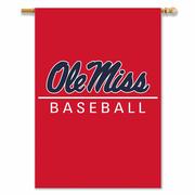 RED 28X40 OLE MISS BASEBALL BANNER