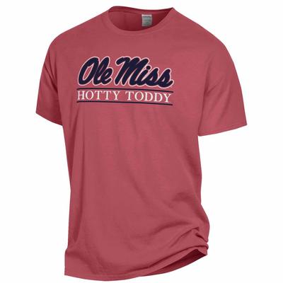 SS COMFORT WASH OLE MISS HOTTY TODDY BAR TEE CRIMSON