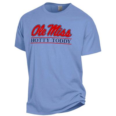 SS COMFORT WASH OLE MISS HOTTY TODDY BAR TEE PORCH_BLUE