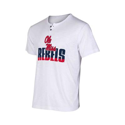 SS OLE MISS STRIPE REBELS KNIT HENLEY TOP