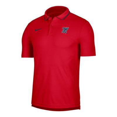 SCRIPT M NIKE COACH SS POLO RED