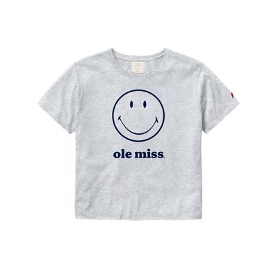 OLE MISS SMILEY FACE SS CROP TOP