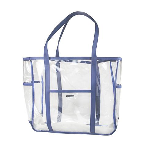 CLEAR BEACH TOTE WITH NAVY ACCENTS