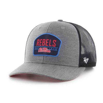 REBELS OLE MISS EST 1848 TRUCKER CAP CHARCOAL