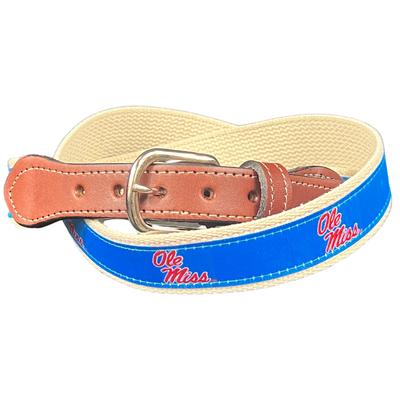 OLE MISS WEB BELT WITH LEATHER TIPPING
