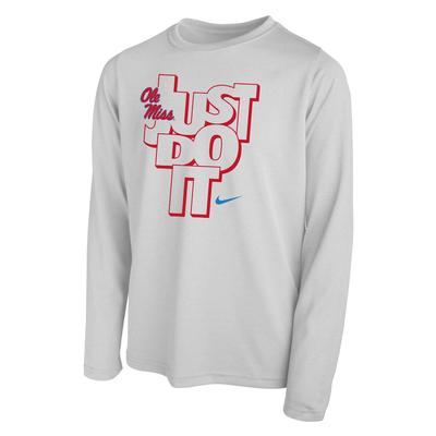 OLE MISS JUST DO IT LEGEND LS YOUTH TEE WHITE