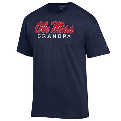 SS SCRIPT OLE MISS GRANDPA TEE NAVY