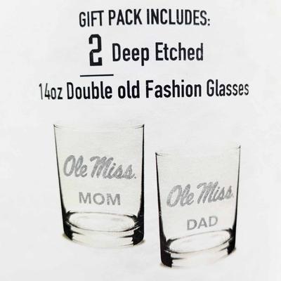 OLE MISS MOM  DAD 14OZ DOF GLASS TUBE SET CLEAR