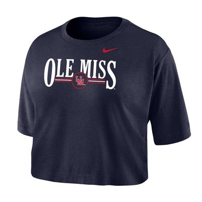 SS OLE MISS UM CROPPED TEE NAVY
