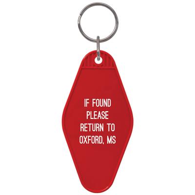 IF FOUND PLEASE RETURN TO OXFORD MOTEL KEYTAG RED