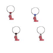 SET OF 4 OLE MISS PEWTER WINE CHARM SET