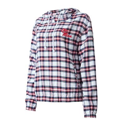 OLE MISS SIENNA FLANNEL LS HOODED TOP