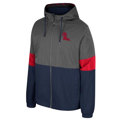 OLE MISS MILES FULL ZIP HOODED JACKET CHARCOAL_NAVY_RED