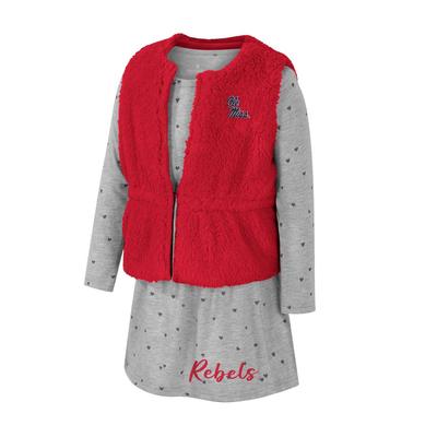 OLE MISS TODDLER MEOWING VEST AND DRESS SET