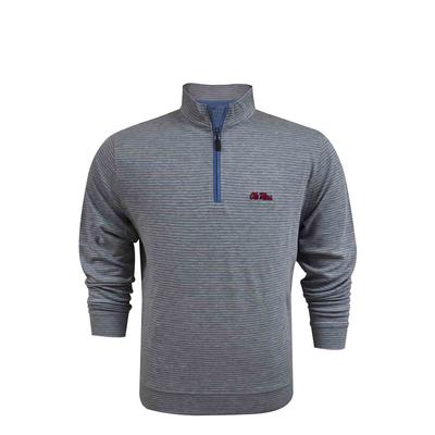 OLE MISS DUO TONE BLENDED COTTON STRIPE PULLOVER