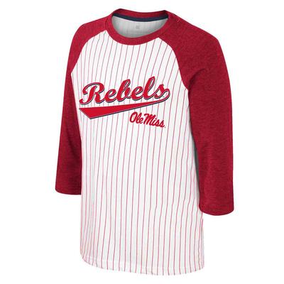 YOUTH DUSTY THREE QTR SLEEVE REBELS BASEBALL TEE