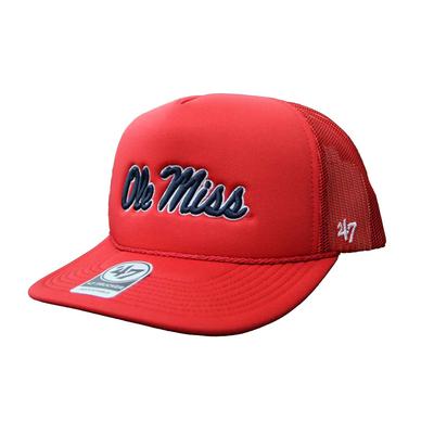 SCRIPT OLE MISS FOAM FRONT MESH TRUCKER CAP