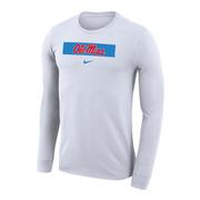 LS SCRIPT OLE MISS ON BLUE COLOR BLOCK LEGEND TEE