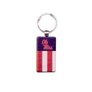 OLE MISS RECTANGLE FLAG KEYCHAIN