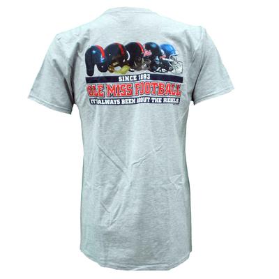 OLE MISS FOOTBALL PAST PRESENT HELMETS SS TEE