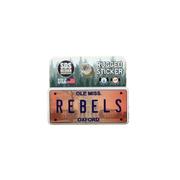 2 INCH OLE MISS REBELS LICENSE PLATE RUGGED STICKER