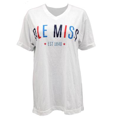 SS COLOR BLOCKS OLE MISS STAR ARCH V-NECK TEE