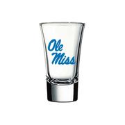 2 OZ STACKED OLE MISS FLARED TOP HEAVY BOTTOM SHOT GLASS
